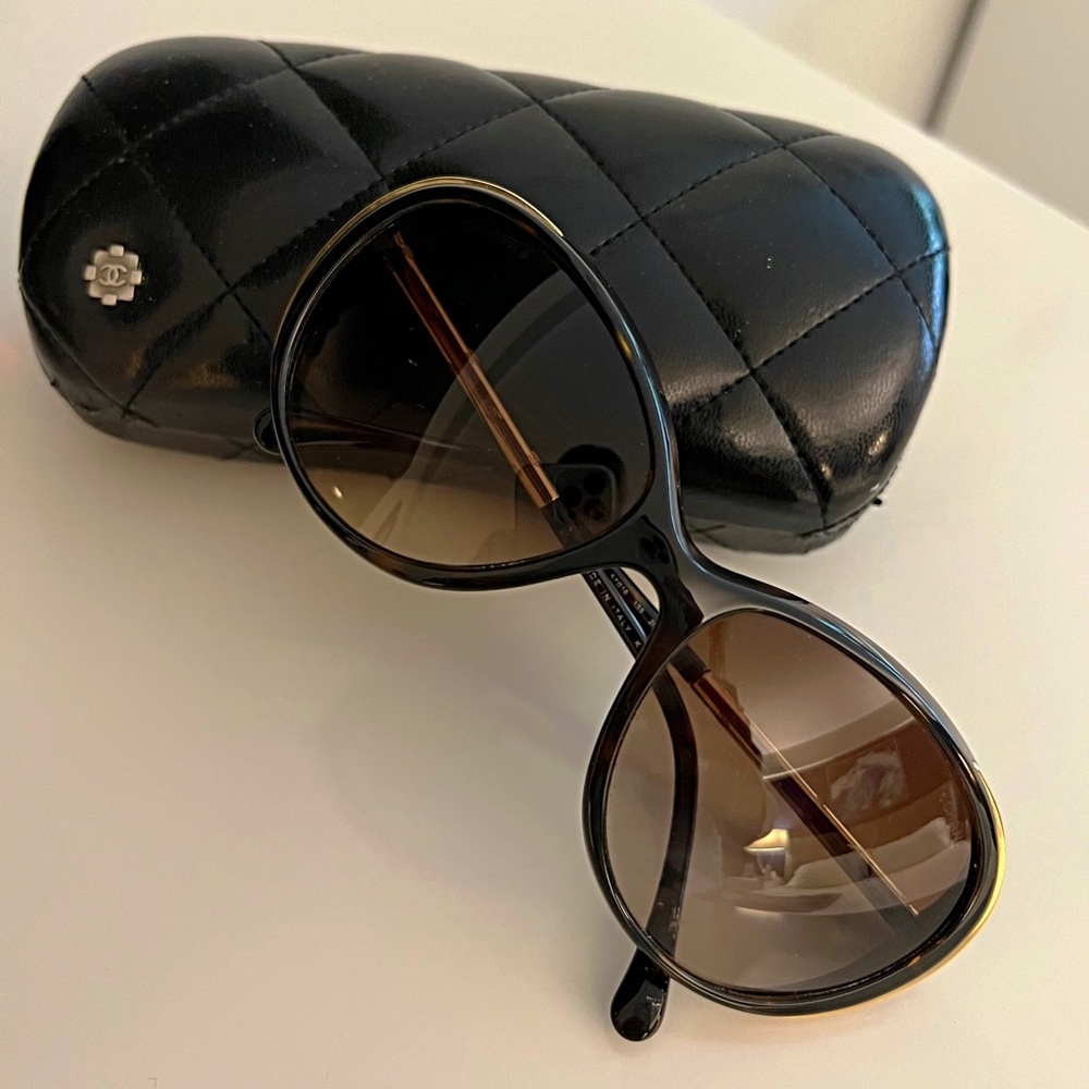 Chanel Tortoise and Gold Sunglasses